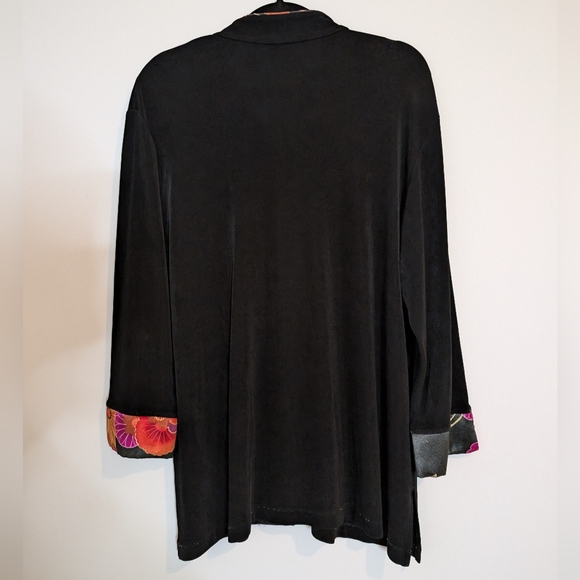 Chicos Travelers Button Up Long Sleeve Colorful inside collared acetate size 3 - Picture 2 of 15